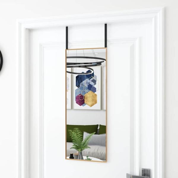 ARDEBO.de - Türspiegel Golden 30x80 cm Glas und Aluminium