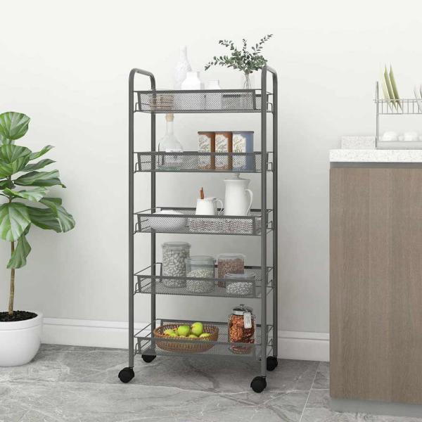 ARDEBO.de - K?chenwagen 5 Etagen Grau 46x26x105 cm Eisen