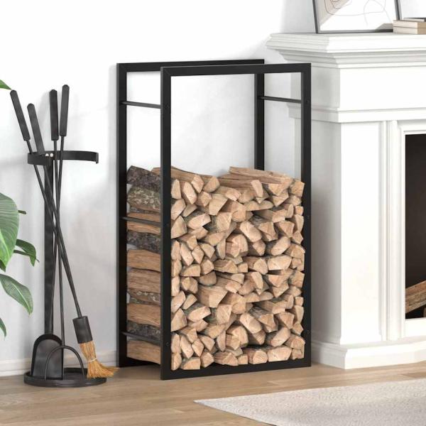 ARDEBO.de - Brennholzregal Mattschwarz 50x28x94 cm Stahl