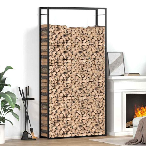 ARDEBO.de - Brennholzregal Mattschwarz 110x28x214 cm Stahl
