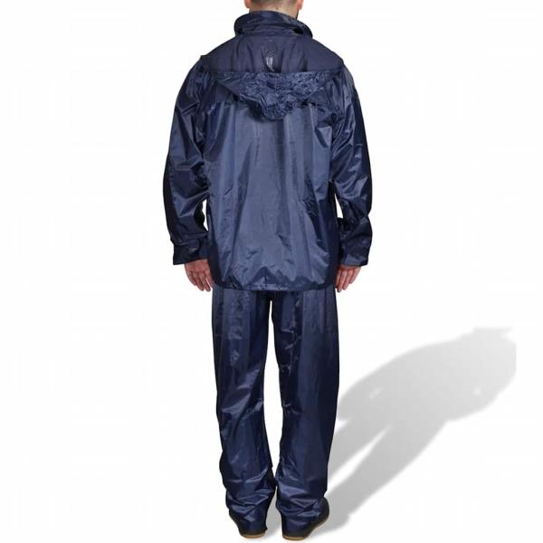 Blaue Regenbekleidung für Männer 2-teilig mit Kapuze Größe XXL