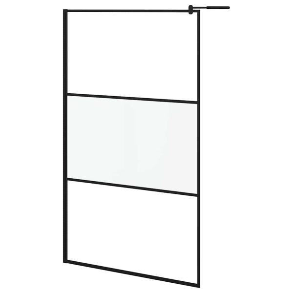 Duschwand für Walk-In Dusche 115x195cm ESG Halbmattiert Schwarz