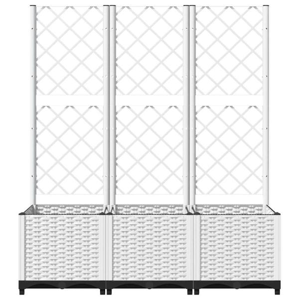 Pflanzkübel mit Rankgitter Weiß 120x40x136 cm PP