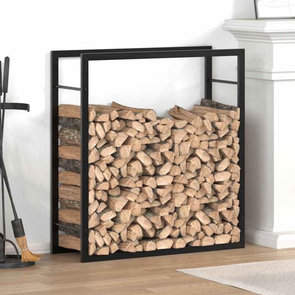 ARDEBO.de - Brennholzregal Mattschwarz 80x28x86 cm Stahl
