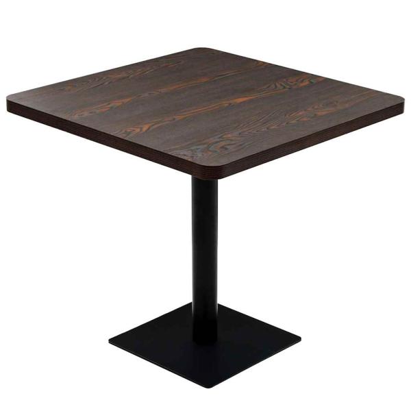 Bistrotisch MDF und Stahl Quadratisch 80?80?75cm Dunkle Esche