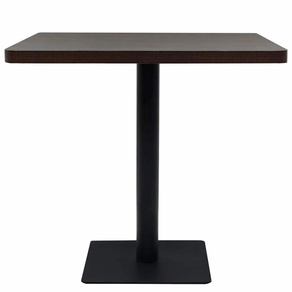 Bistrotisch MDF und Stahl Quadratisch 80?80?75cm Dunkle Esche