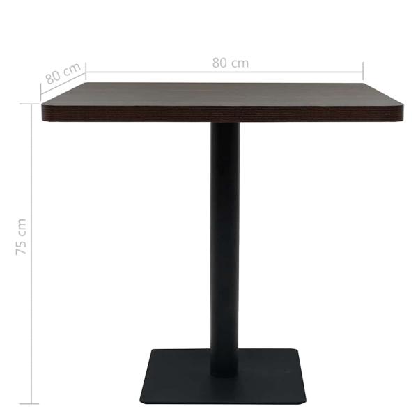 Bistrotisch MDF und Stahl Quadratisch 80?80?75cm Dunkle Esche