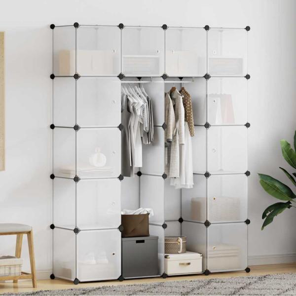 ARDEBO.de - Modularer Schrank mit 14 Fächern Weiß 37x146x180,5 cm