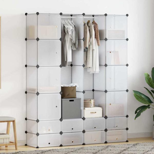 ARDEBO.de - Modularer Schrank mit 18 Fächern Weiß 37x146x180,5 cm