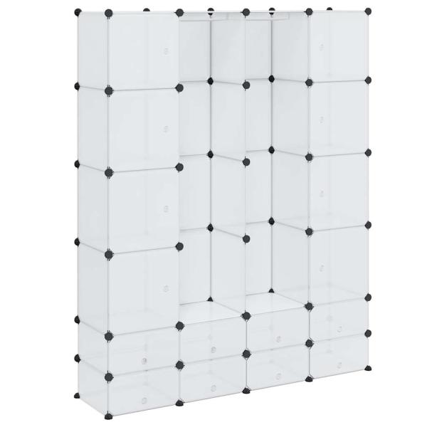 Modularer Schrank mit 18 Fächern Weiß 37x146x180,5 cm