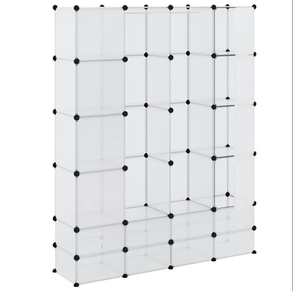 Modularer Schrank mit 18 Fächern Weiß 37x146x180,5 cm