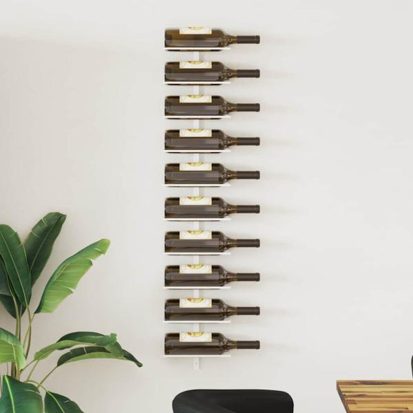 ARDEBO.de - Wand-Weinregal für 10 Flaschen Weiß Metall