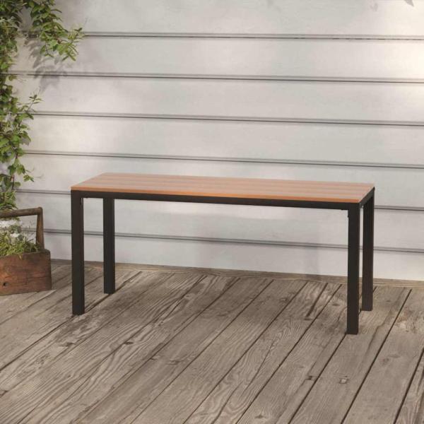 ARDEBO.de - Gartenbank 110 cm Stahl und WPC Braun und Schwarz