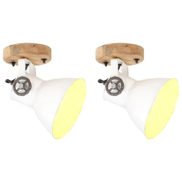 ARDEBO.de - Wand-/Deckenlampen Industriestil 2 Stk. Weiß 20x25 cm E27