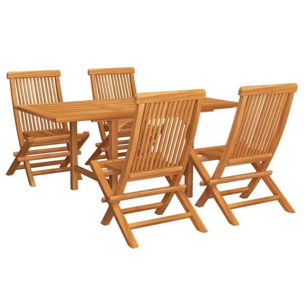 5-tlg. Garten-Essgruppe Massivholz Teak