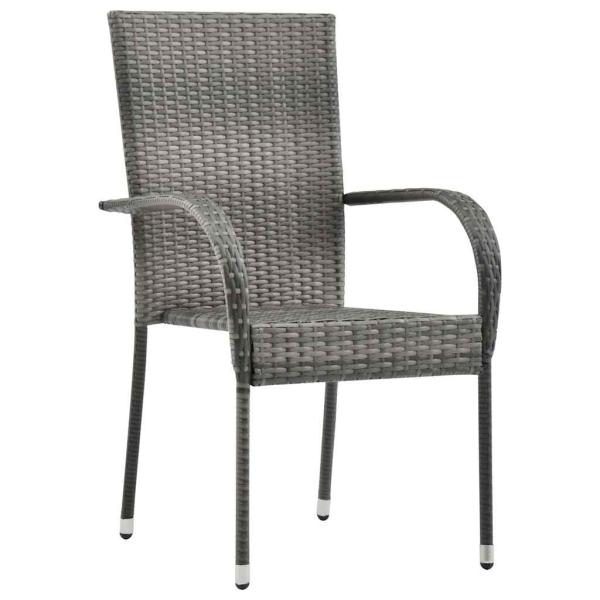 7-tlg. Garten-Essgruppe Grau Poly Rattan