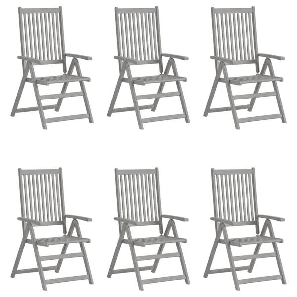 ARDEBO.de - Verstellbare Gartenstühle 6 Stk. Grau Massivholz Akazie