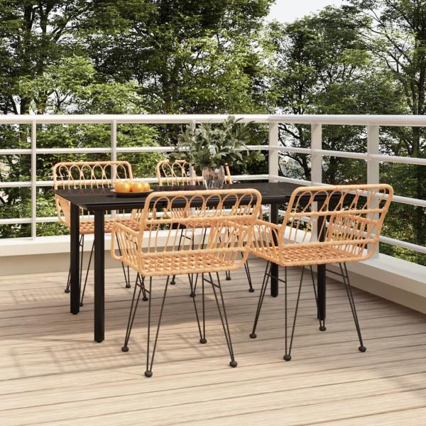 ARDEBO.de - 5-tlg. Garten-Essgruppe Poly Rattan