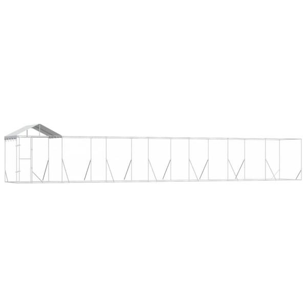 Outdoor-Hundezwinger mit Dach Silbern 14x2x2,5 m Stahl Verzinkt