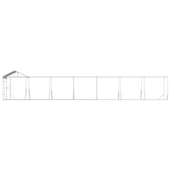 Outdoor-Hundezwinger mit Dach Silbern 14x2x2,5 m Stahl Verzinkt