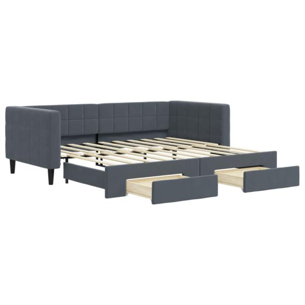 Tagesbett Ausziehbar mit Schubladen Dunkelgrau 90x190 cm Samt