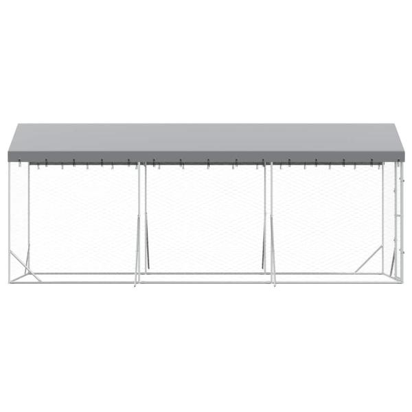 Outdoor-Hundezwinger mit Dach Silbern 2x6x2,5m Verzinkter Stahl
