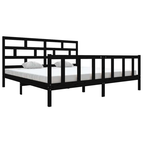 Massivholzbett Schwarz Kiefer 200x200 cm