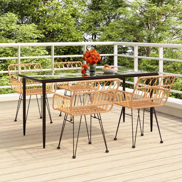 ARDEBO.de - 5-tlg. Garten-Essgruppe Poly Rattan