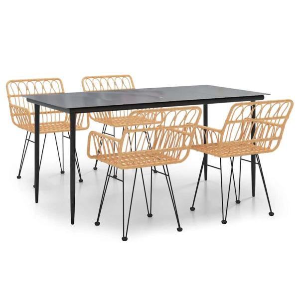5-tlg. Garten-Essgruppe Poly Rattan