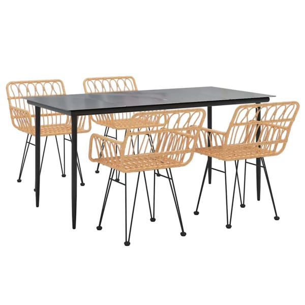 5-tlg. Garten-Essgruppe Poly Rattan