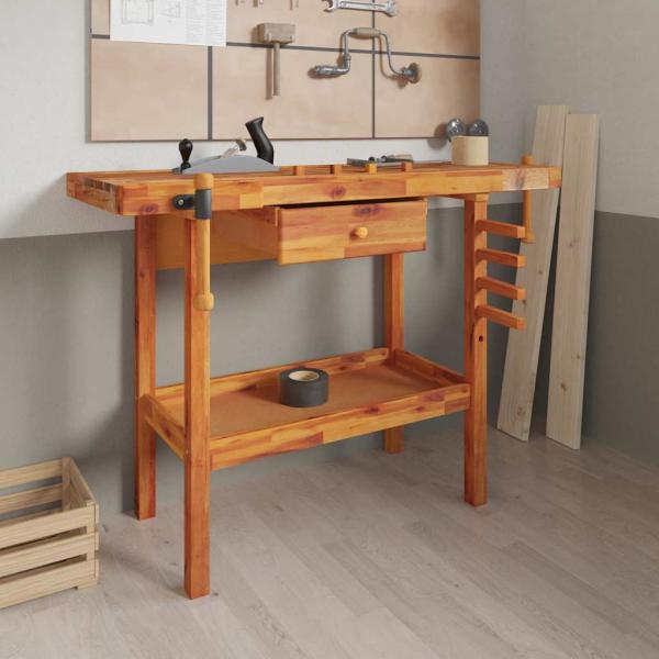 ARDEBO.de - Werkbank mit Schublade und Schraubstöcken 124x52x83 cm