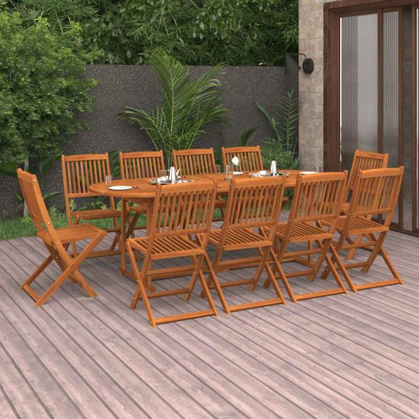ARDEBO.de - 11-tlg. Garten-Essgruppe 220x90x75 cm Massivholz Akazie
