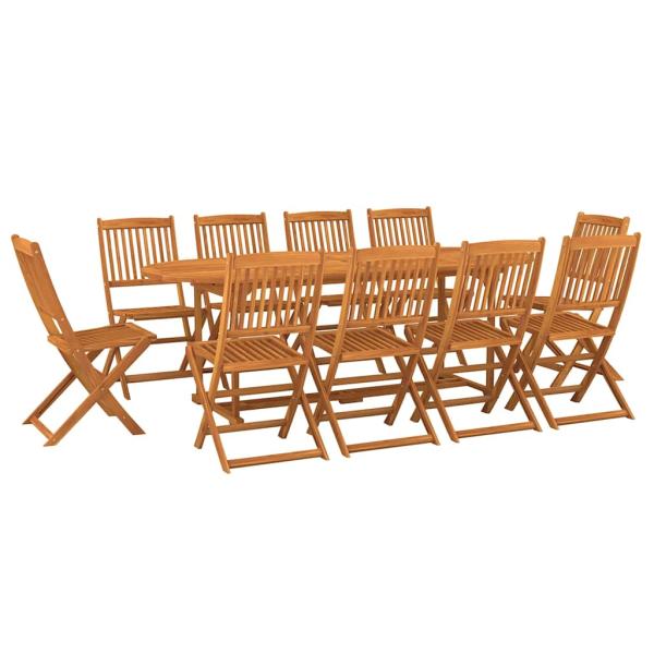11-tlg. Garten-Essgruppe 220x90x75 cm Massivholz Akazie