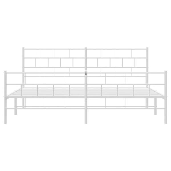 Bettgestell mit Kopf- und Fußteil Metall Weiß 200x200 cm