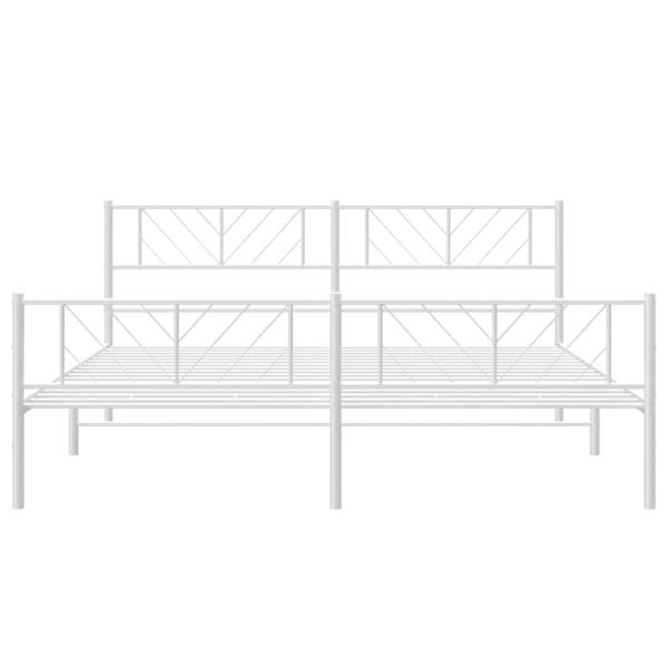 Bettgestell mit Kopf- und Fußteil Metall Weiß 183x213 cm