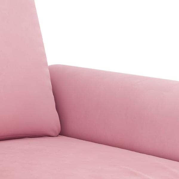 3-tlg. Sofagarnitur mit Kissen Rosa Samt