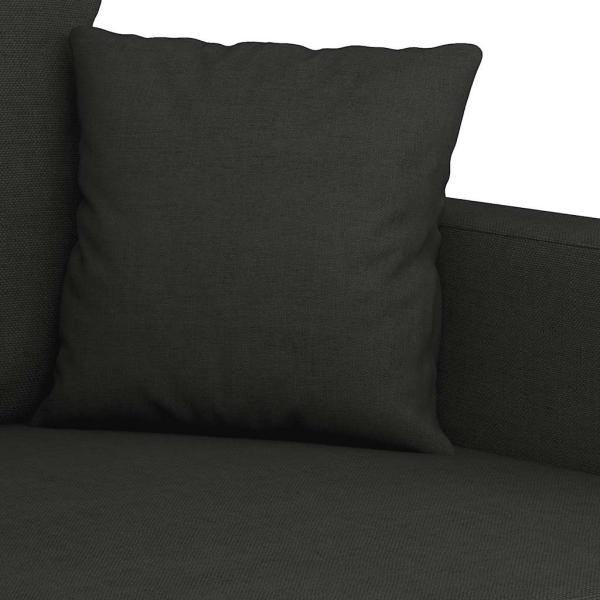 3-tlg. Sofagarnitur mit Kissen Schwarz Stoff