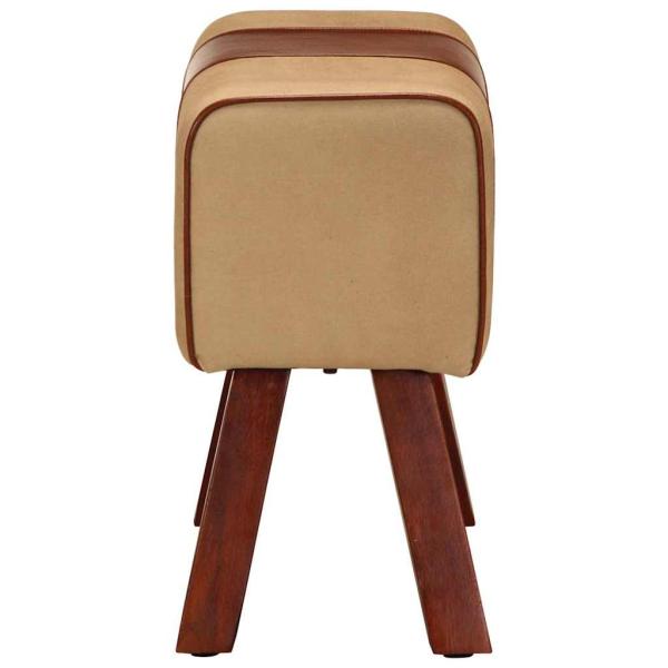 Sitzbank Turnbock-Design 58 cm Braun Echtleder Massivholz Mango