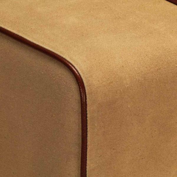 Sitzbank Turnbock-Design 58 cm Braun Echtleder Massivholz Mango