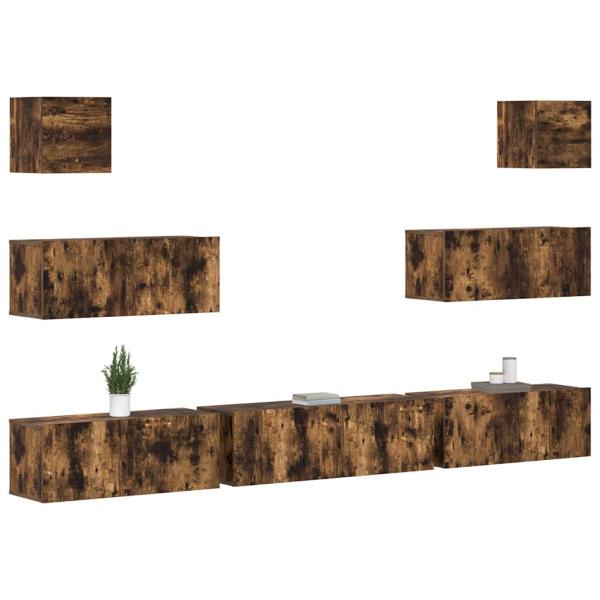 7-tlg. TV-Schrank-Set Räuchereiche Holzwerkstoff