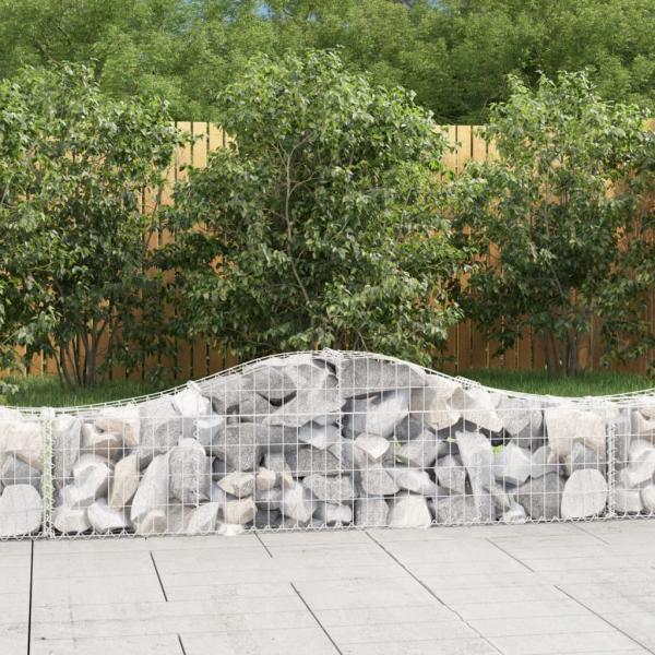 ARDEBO.de - Gabionen mit Hochbogen 3 Stk. 200x30x40/60 cm Verzinktes Eisen
