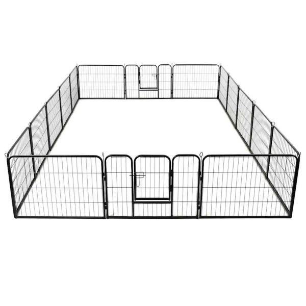Hunde-Laufstall 16 Paneele Stahl 60x80 cm Schwarz