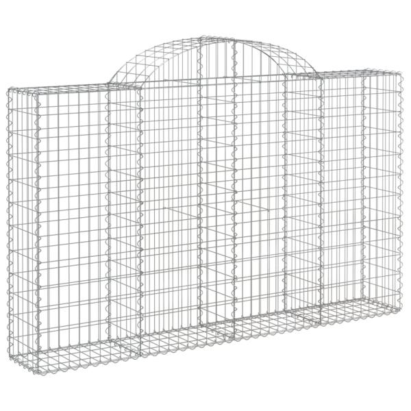 Gabionen mit Hochbogen 13Stk. 200x30x120/140cm Verzinktes Eisen