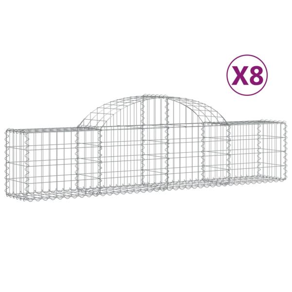 Gabionen mit Hochbogen 8 Stk. 200x30x40/60 cm Verzinktes Eisen