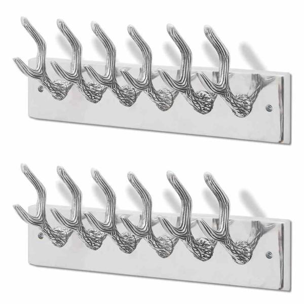 Garderobenleisten 2 Stk. Silbern Aluminium