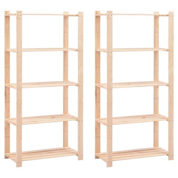 ARDEBO.de - Lagerregale 5 Böden 2 Stk. 80×38×170cm Kiefer Massivholz 250kg