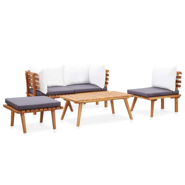 5-tlg. Garten-Lounge-Set Massivholz Akazie