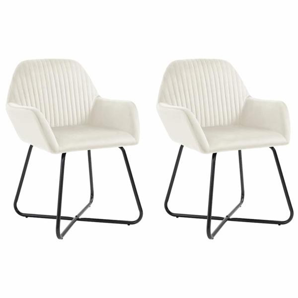 ARDEBO.de - Esszimmerstühle 2 Stk. Creme Samt