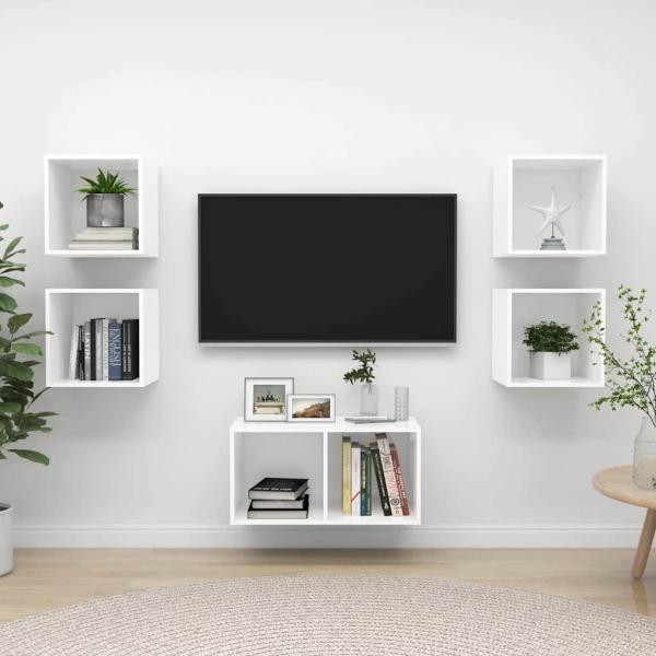 ARDEBO.de - 5-tlg. TV-Schrank-Set Weiß Holzwerkstoff