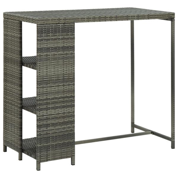 ARDEBO.de - Bartisch mit Regal Grau 120x60x110 cm Poly Rattan